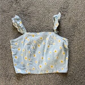 Altar'd State Daisy Print Ruffle Strap Crop Top - Light Blue